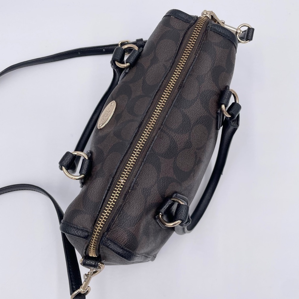 Coach Mini Bennett Satchel Bag Purse Signature Coated Canvas Leather Crossbody - Picture 5 of 13